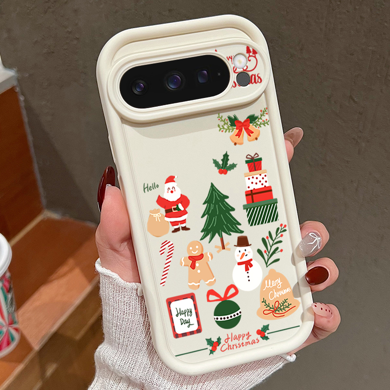 Google Pixel 9 - ハッピークリスマス柄 ソフトTPUスマホケース Google Pixel 8 Pro