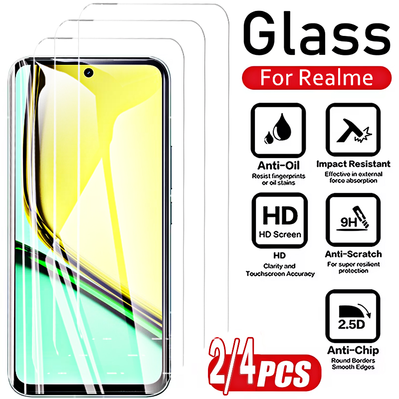 Realme C67 - 2/4 個の前面強化ガラス Realme C67 C 67
