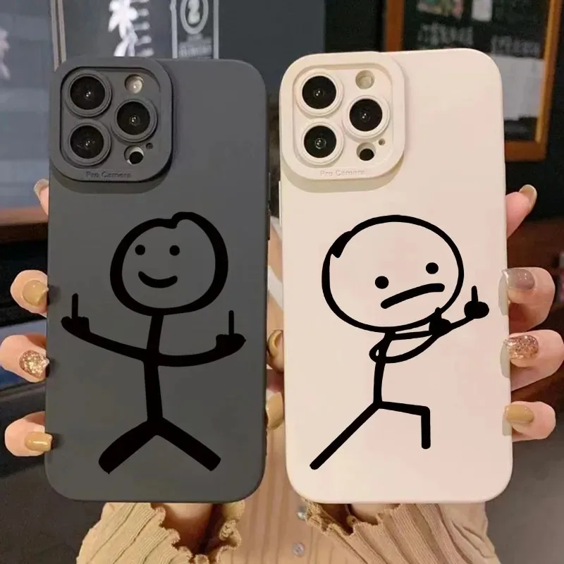 かわいい漫画マッチマン柄マットシリコン製スマホケース iPh - Apple Iphone 16 のレビューと価格