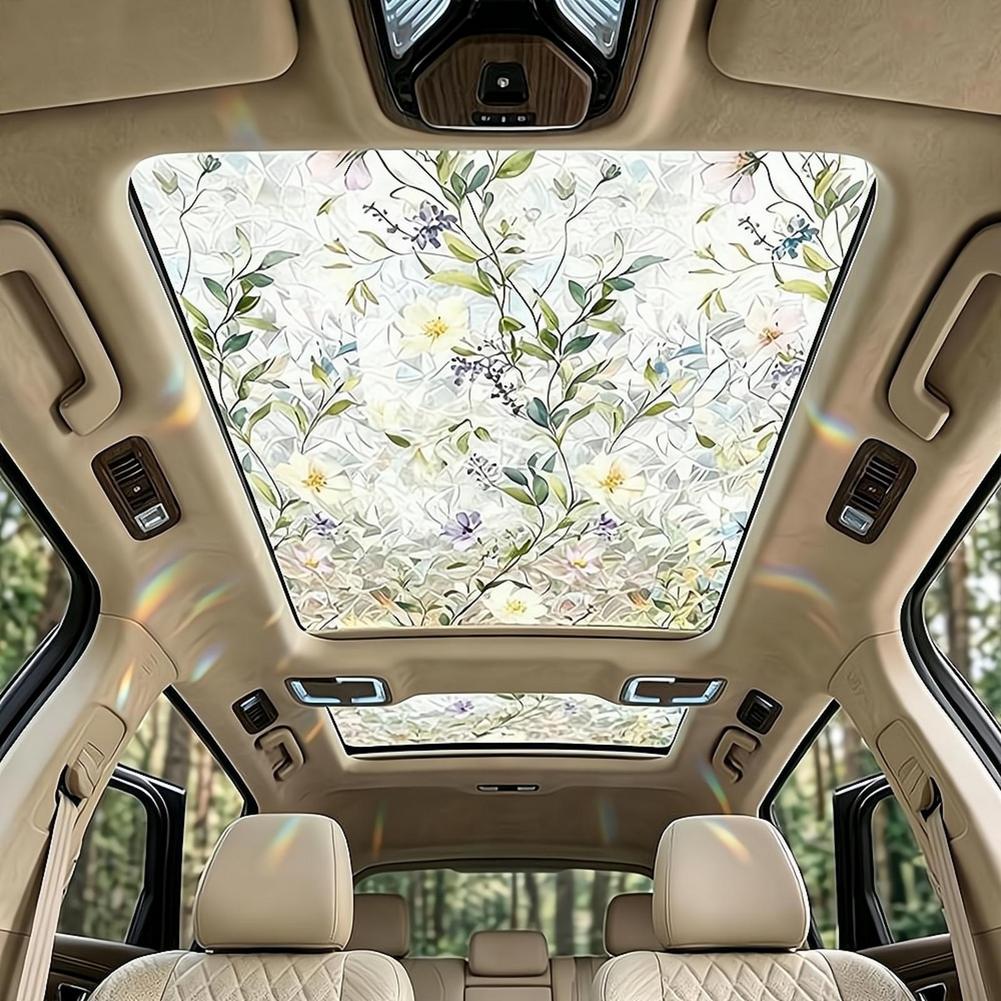 花柄ステンドグラスカーサンルーフ静電気吸着フィルムプライバシ - Glass Protector Auto のレビューと価格