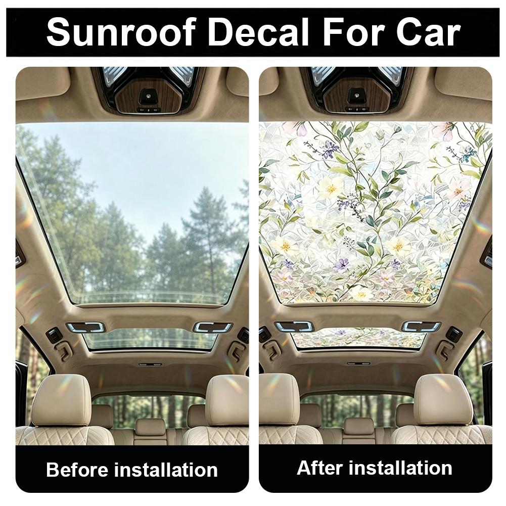 花柄ステンドグラスカーサンルーフ静電気吸着フィルムプライバシ - Glass Protector Auto のレビューと価格